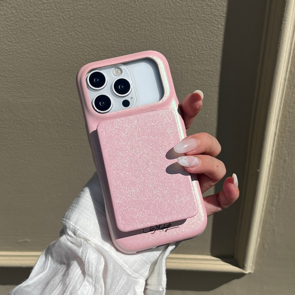 Leather Mirror Holder Phone Case for iPhone